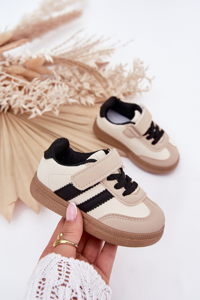 Încălțăminte Sport Sneakers Copii Cu Velcro Bej Adelina