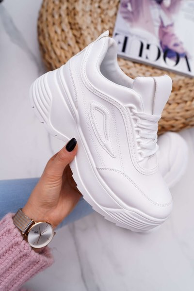 Damen Sportschuhe Hohe Sohlen Weiß Louder