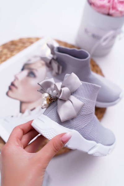 Chaussures de sport à enfiler pour enfants avec nœud papillon gris Verone