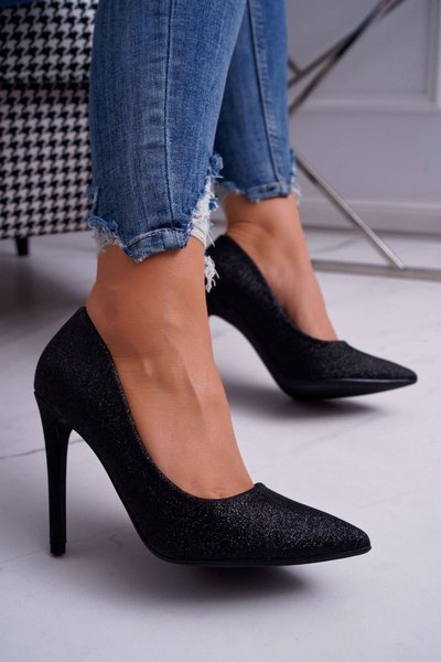 Escarpins en brocart pour femmes noirs Vivien