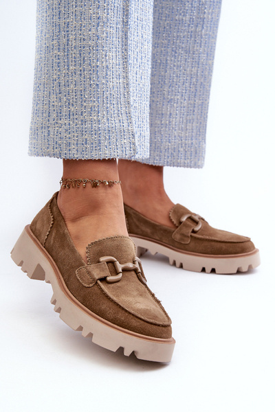 Mocassins Femme En Daim Avec Décoration D&A TW117 Marron