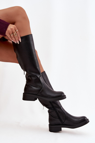 Bottes en cuir pour femmes doublées Maciejka A7164-01 Noir