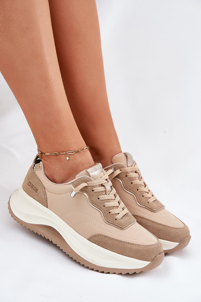 Damen Wildleder Sneaker auf Plattform Big Star RR274A345 HI-POLY SYSTEM Dunkelbeige