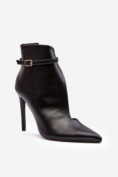 Damen Lederstiefel Auf Absatz Schwarz Amalundi