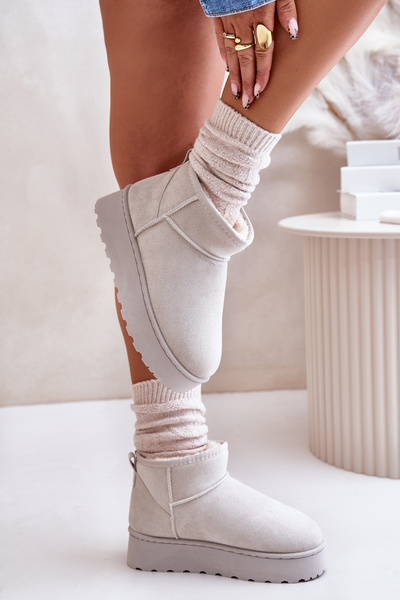 Bottes de neige pour femmes sur plateforme isolées avec fourrure gris clair Xamella