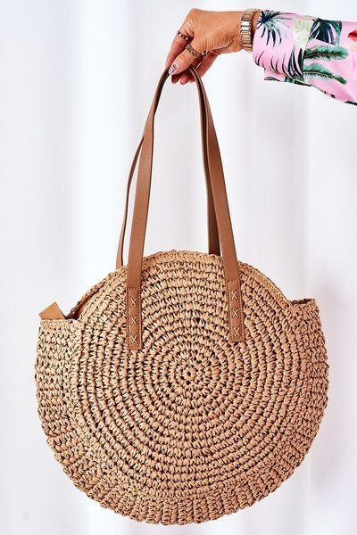 Geflochtene Umhängetasche Boho Handtasche BRUNO ROSSI Camel