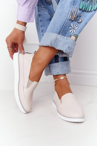 Női Bőr Slip-On Sneakers S.Barski Bézs