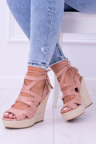 Sandales en daim rose sur ancre Nowelio