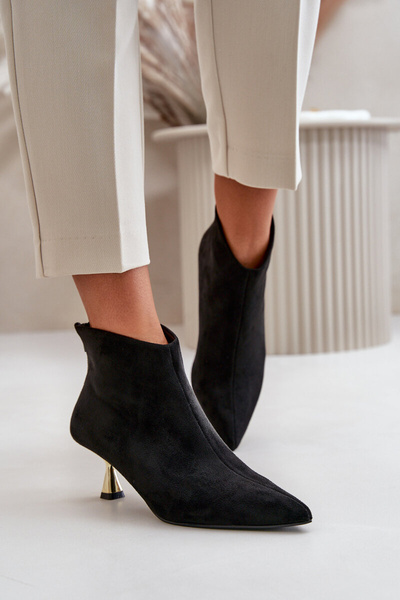 Bottes en daim écologique à talons aiguilles pour femmes noir Terlena
