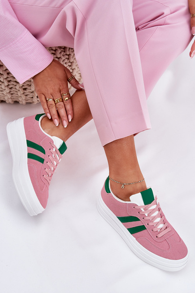 Stylische Damen Sneakers Auf Plattform Rosa Silavia