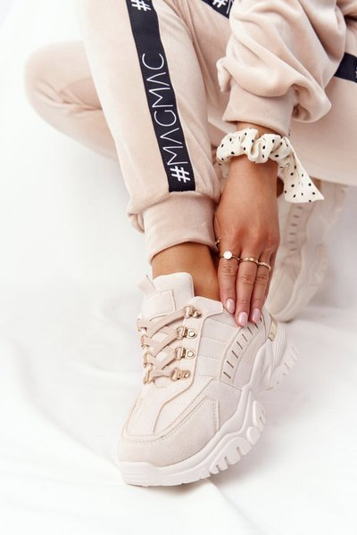 Baskets pour femmes à semelle épaisse beige Good Mood