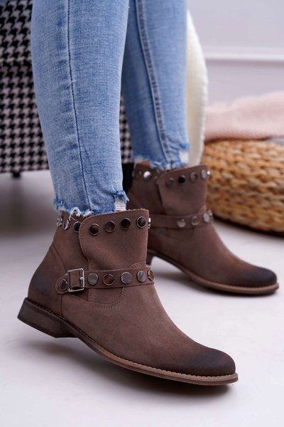 Frauen Beige Velours Stiefel Exquisite 1172