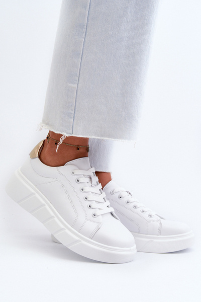 Baskets à plateforme en cuir blanc pour femme Danida