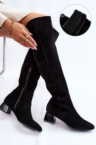 Suede Thigh High Boots Laura Messi 2221 Black