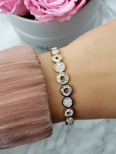 Női acél karkötő cirkóniával Infinity Gold Vien