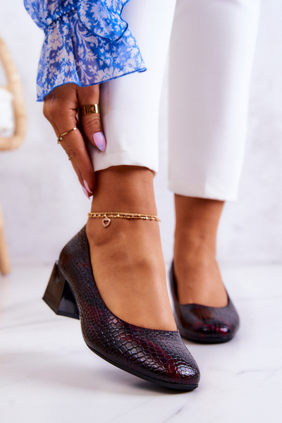Escarpins En Cuir Serpent Bordeaux Mesquite