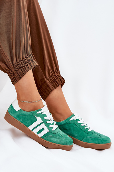 Baskets Chaussures De Sport En Daim Vert Vinceza 79517