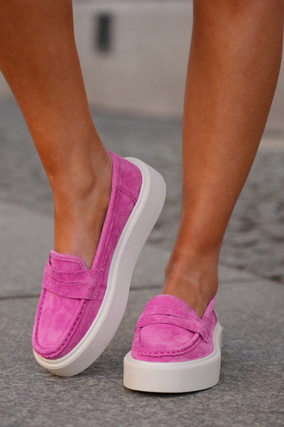 Mocassins Femme En Suède Sur Plateforme Vinceza 79535 Fuchsia