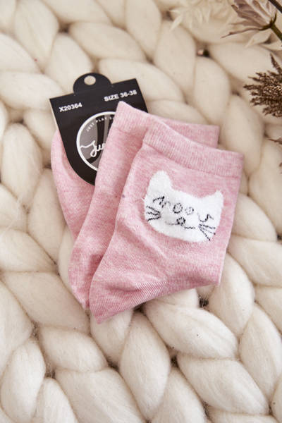 Chaussettes Femme En Coton Avec Chat Rose