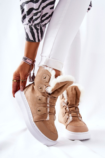 Polár bélésű csizma Bézs Hoppy