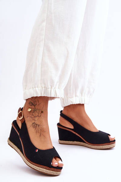 Klassische Keilsandalen für Damen in Schwarz Katie