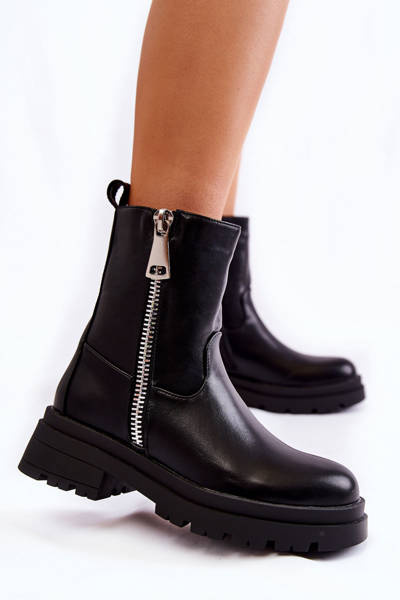 Bottes chaudes pour femmes avec fermetures éclair noir Jette