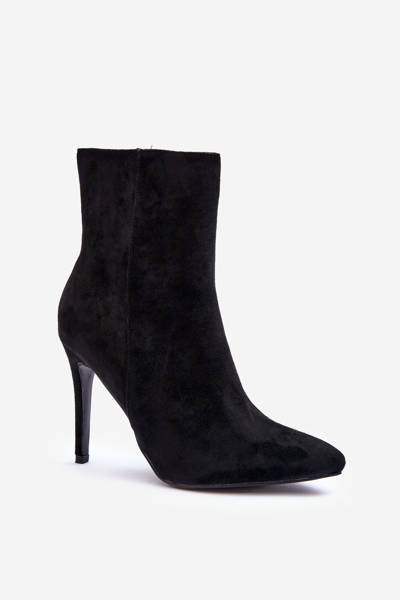 Suede Heeled Boots Black Eberpia