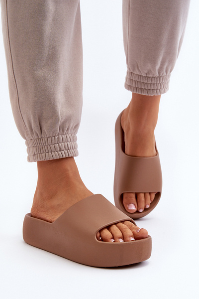 Tongs à semelle épaisse pour femmes marron Oreithano