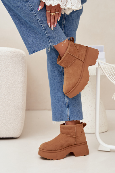 Női Alacsony Slip-On Hócsizmák Szőrme Béléssel Barna Mavelle