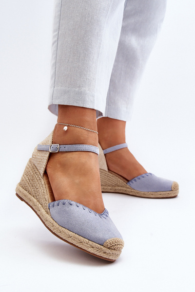 Zomšiniai pleištiniai Espadrille sandalai su austi detale Blue Raylin