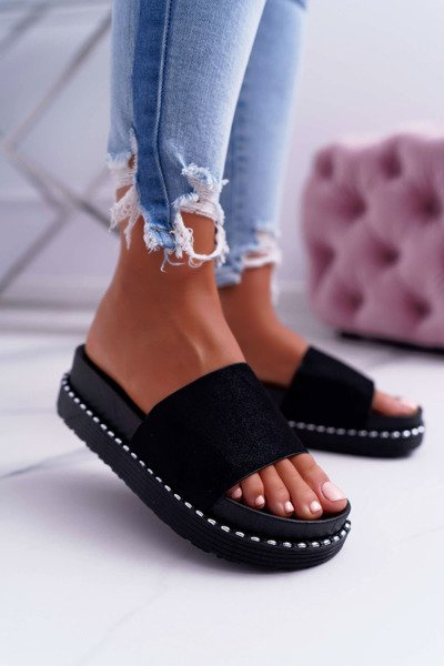 Tongs hautes pour femmes noires Kadela