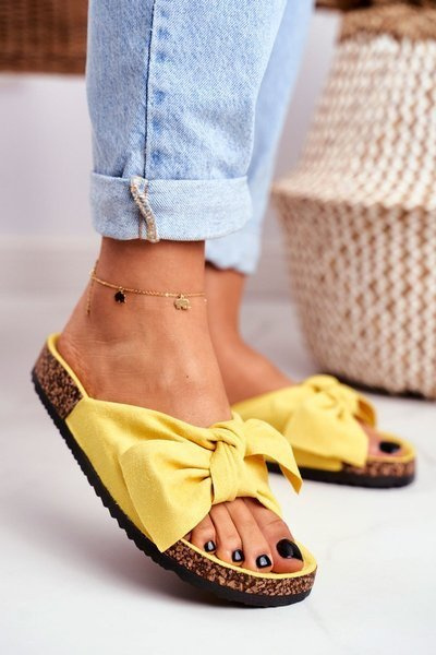 Chaussons Sur Semelle En Liège Jaune Wendy