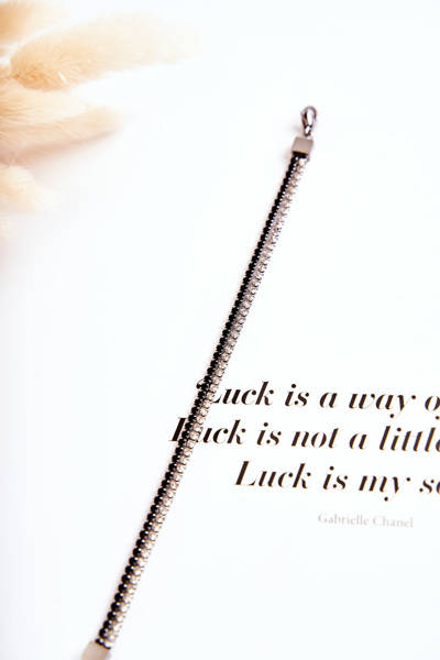 Brățară dublă pentru femei cu zirconia cubică de argint-negru