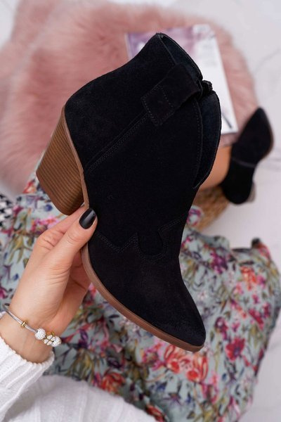Schwarze Lederstiefel mit Absätzen für Frauen Chavai