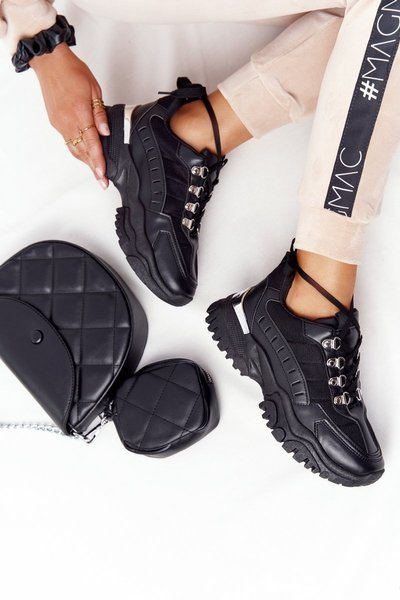 Damen Turnschuhe mit großer Sohle Schwarz Gute Laune