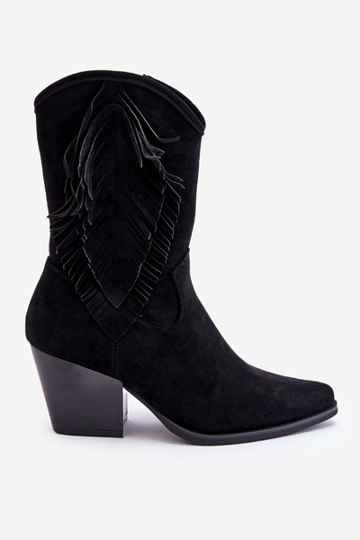 Niedrige Cowboystiefel aus Wildleder für Damen Schwarz Elyse