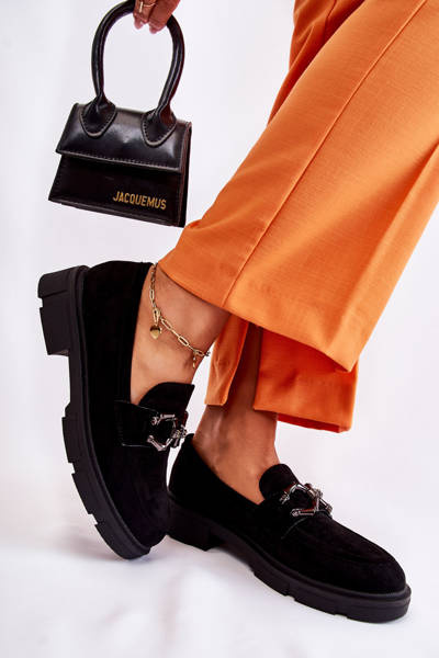 Wildleder Loafers mit Dekoration Schwarz Janissa