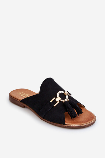 Women's Suede Slippers Lewski Shoes 3226 Black