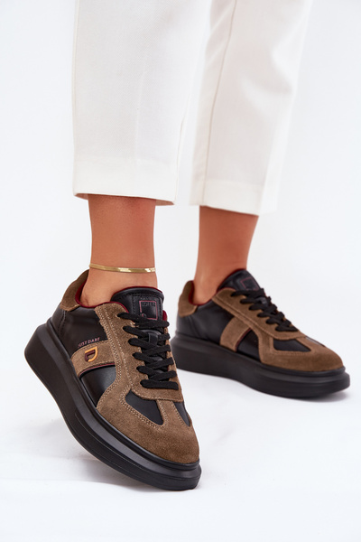 Womens Leather Sneakers On Platform Daniel Lopez Just Dare SS2D4001 Black