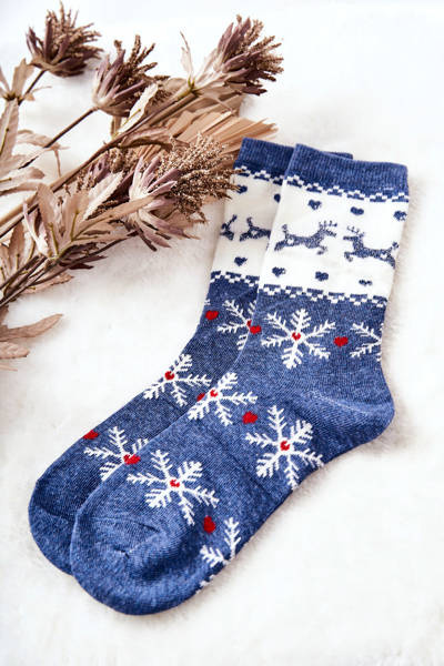 Chaussettes motif Noël Bleu et blanc