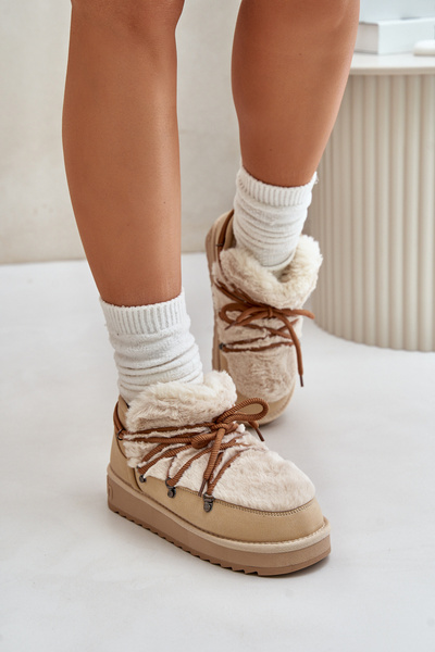 Bottes De Neige Basses Sur Plateforme Avec Fourrure D.Franklin Beige DFSH370011