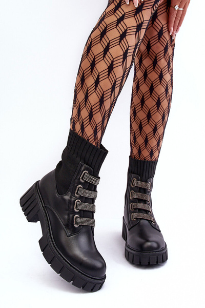 Bottines à Lacets à Tige Élastique Noir Kasseis