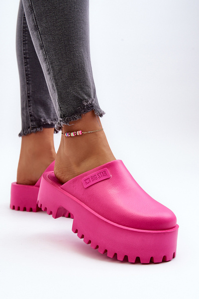 Damen Pantoletten mit dicker Sohle Big Star NN274019 Fuchsia