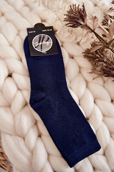Chaussettes Classiques Femme Coton Lisse Bleu marine