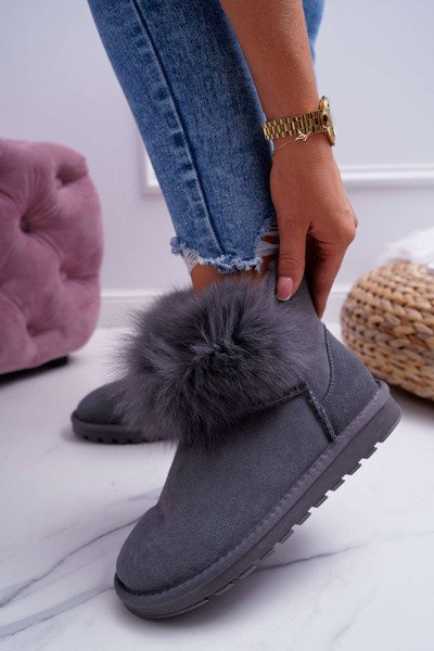Moteriški batai Sniego batai Fleece Šiltas Odinis Suede Pilka Atmintis