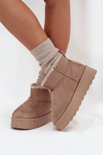 Damen Schnee Boots Auf Plattform Mit Nähten Big Star SS274129 Beige