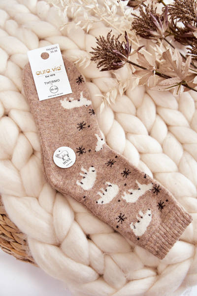 Wollsocken für Damen in Eisbär Beige