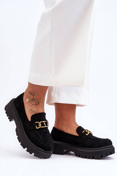 Mocassins Femme En Daim Sur Plateforme Noir Larey