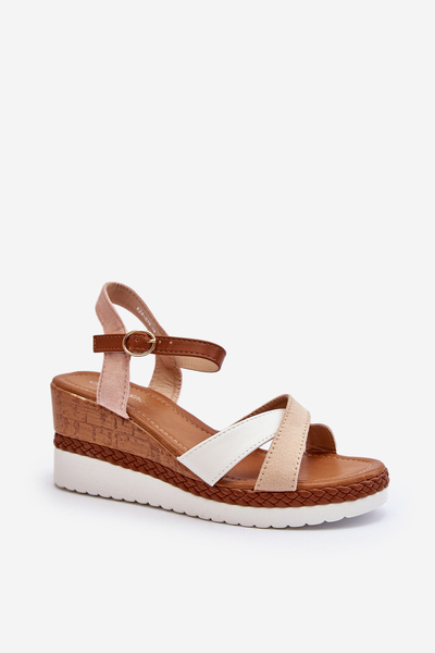 Beige Keilsandalen mit Riemen Kioda