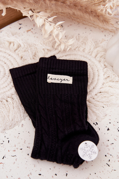 Chaussettes chaudes pour femmes en laine Noires